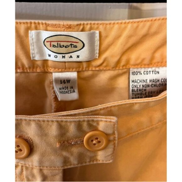 Talbots Women's Mid-Rise Slim Ankle Pants 14W Orange Creamsicle 100% Cotton - Picture 2 of 8